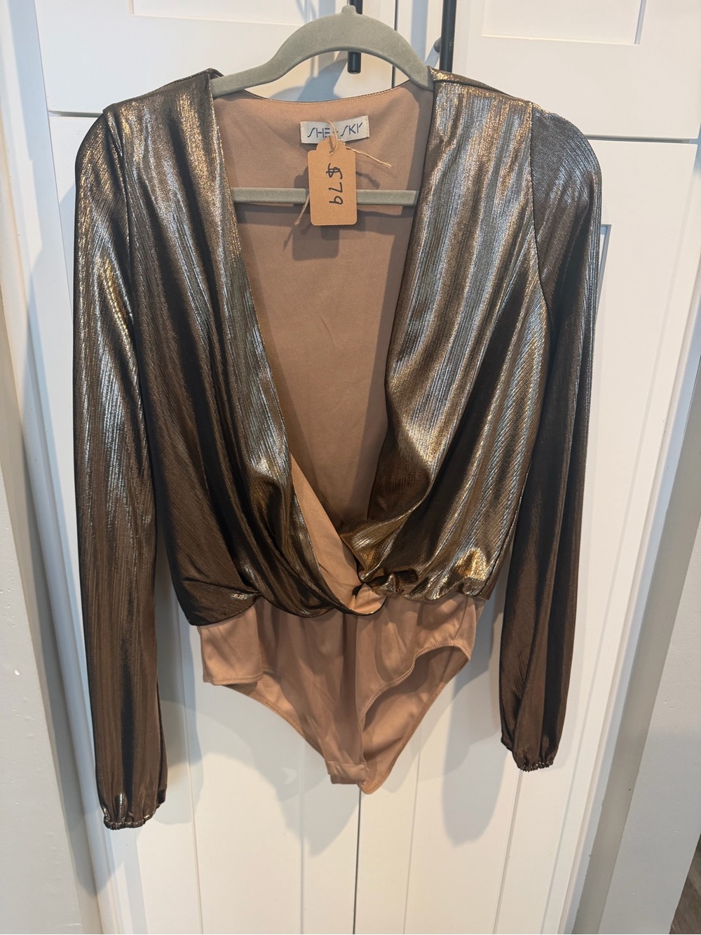 She + Sky Metallic Gold Bodysuit